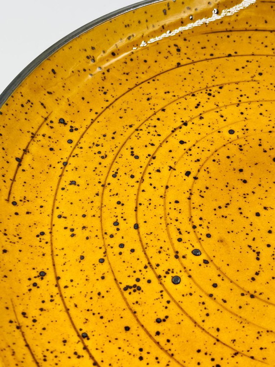 Image 1 of Boch La Louvière Palma geel gespikkelde vintage schaal