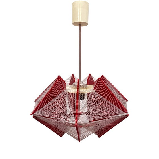 Image 1 of "Rozwój" Kłobuck, lampe suspendue à fil, design polonais de la période PRL, ère spatiale, années 1970.