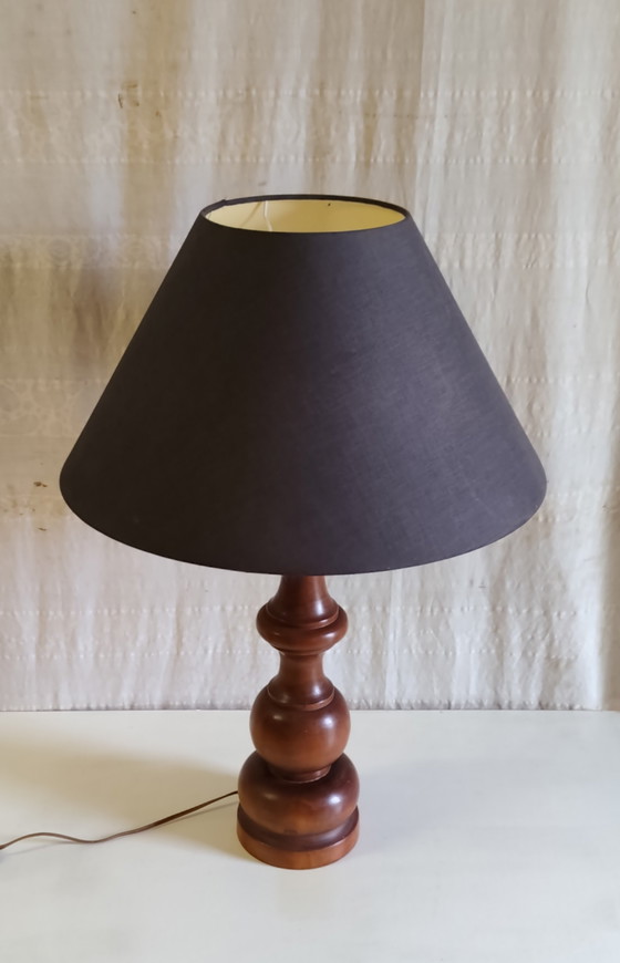 Table lamp base in solid turned wood - mid-20th century (photo 8 of 8)
