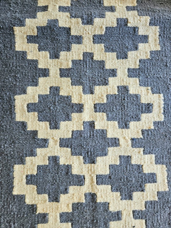 Image 1 of Senon Kilim Runner 70 × 140 cm – Handmade in Egypt – Grey Diamond, Flat-Weave