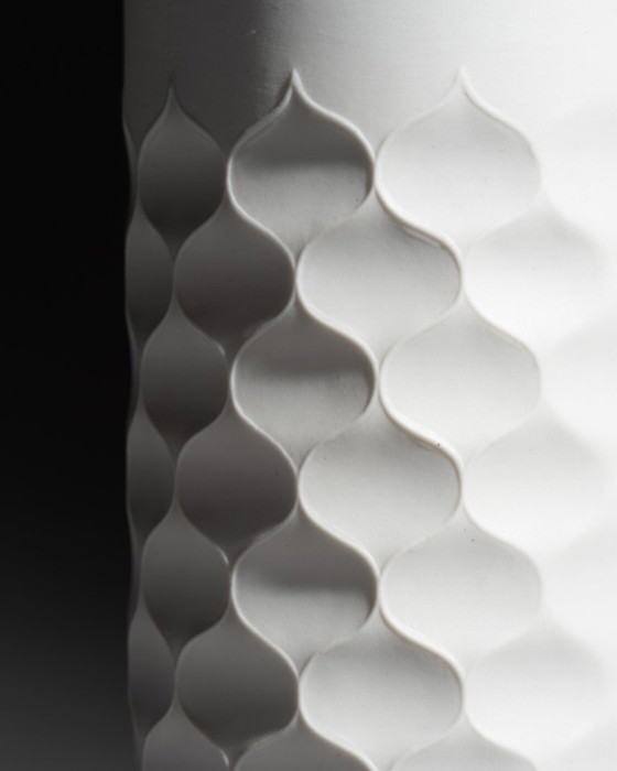 Image 1 of Vintage German RARE OP-Art Relief Bisque Porcelain Large Vase Scherzer Werne Uhl