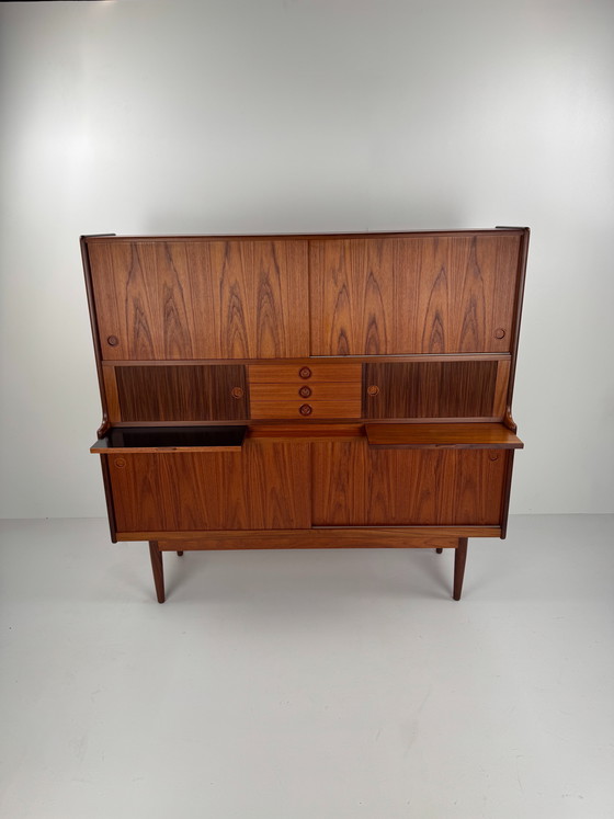 Image 1 of Johannes Andersen Highboard for J. Skaaning & Søn – Danish Design with Hidden Bar, 1960s