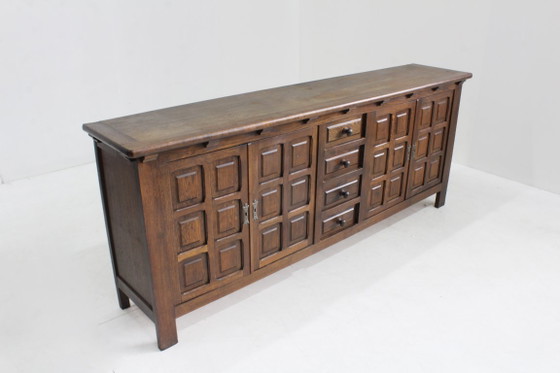 Vintage Brutalist Sideboard 1970s – Wood (photo 9 of 10)