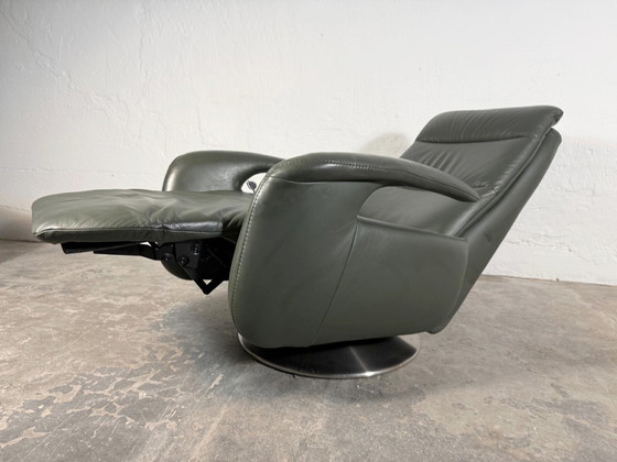 Image 1 of Leather recliner swivel easy chair 