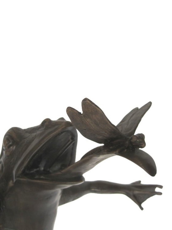 Image 1 of Fontaine grenouille en bronze avec libellule