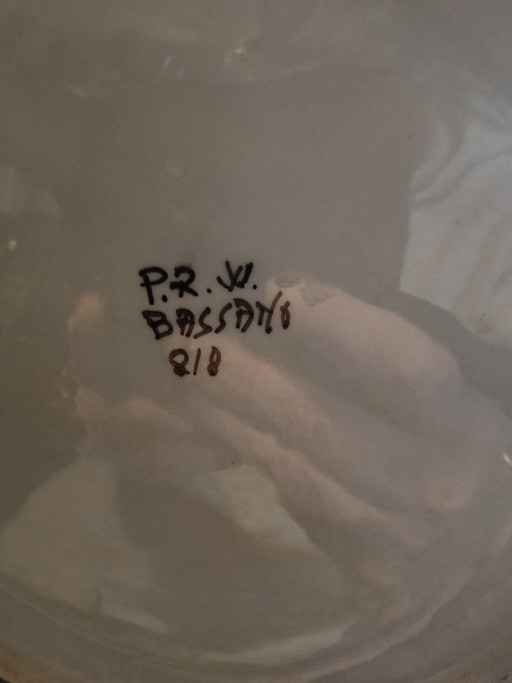 Large Italian Bassano vase – hand-crafted – floral relief – 37.5 cm