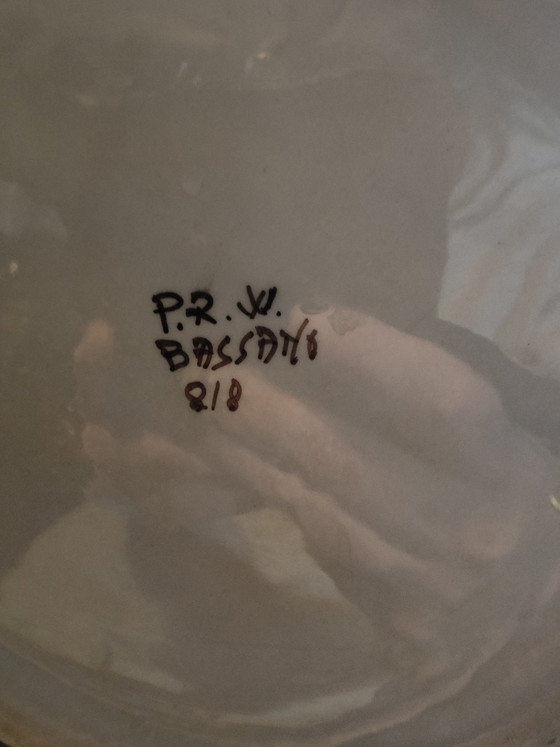 Image 1 of Große italienische Bassano-Vase – handgefertigt – florales Relief – 37,5 cm