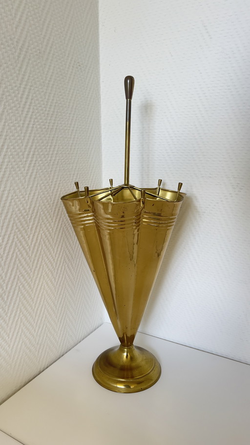 Portaombrelli vintage in ottone, stile Hollywood Regency anni '50