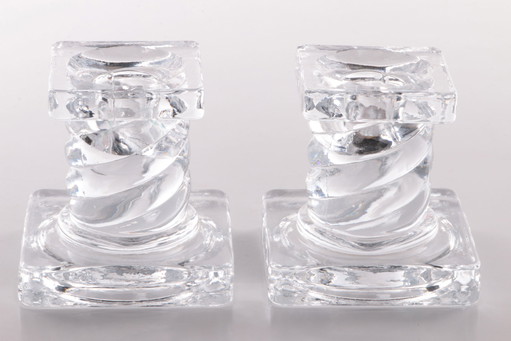 Vintage set of 2 Glass candlesticks 1960s Scandinavia.  A pair of glass candlesticks from the 1960s.  These square blocks