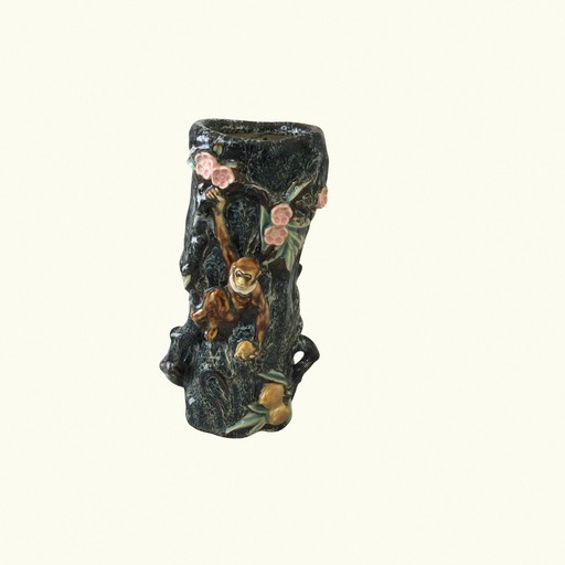 Magnifique vase chinois en forme de fleur de pêcher - Vase chinois en forme de singe - Vase décoratif