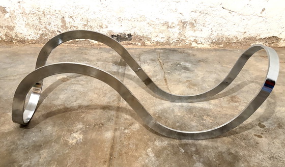 Image 1 of salontafel infinity structure courbée métal chromé verre