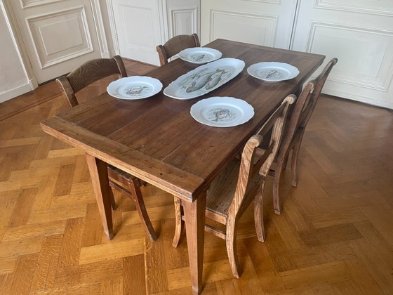 Image 1 of Mesa extensible Mesa de comedor Mesa Madera de cerezo Antigua Francesa