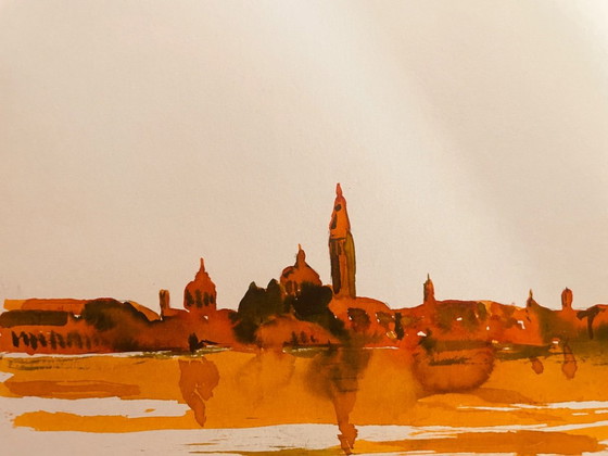 Cuadro Firmado: Paisaje Italiano al Amanecer 'Amanecer sobre Venecia' – Arte, Paper (photo 6 of 11)