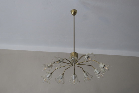 Image 1 of Elliptical Brass and Glass Chandelier by Emil Stejnar for Rupert Nikoll, 1950s