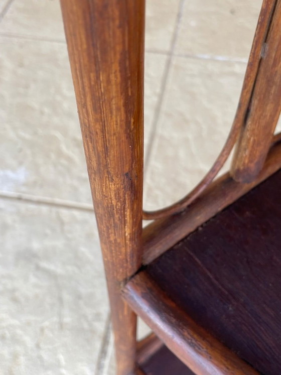 Image 1 of Mid-Century Bamboo & Rattan 3-Tier Corner Shelf, 1960s