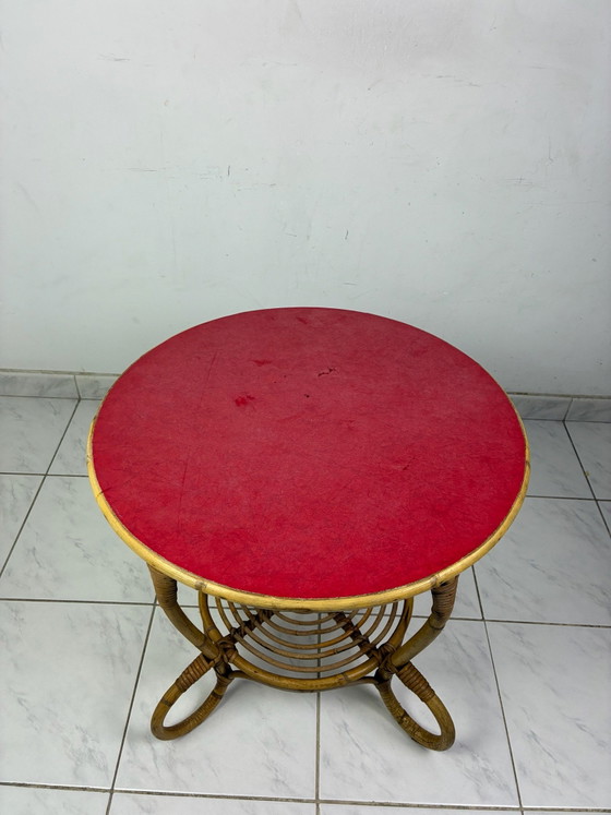 Tavolino vintage boho chic bambù formica, Tavolini, Rosso (foto 2 di 15)