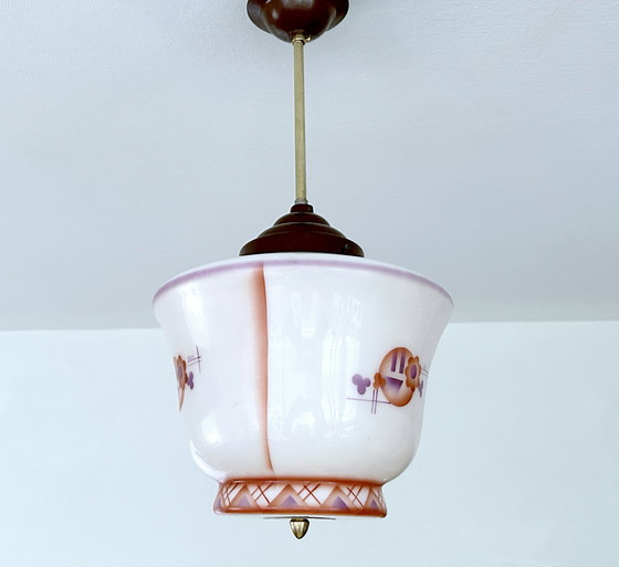 Image 1 of Art Deco Glazen Hanglamp