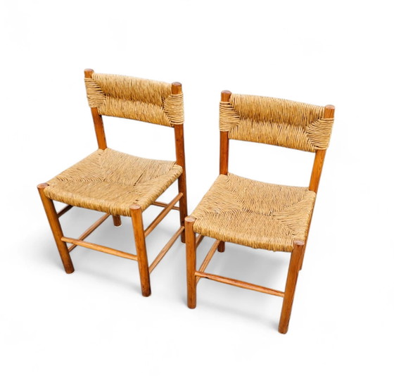 2 x pine wood woven reed dining chairs / France 1950s (photo 19 of 40)