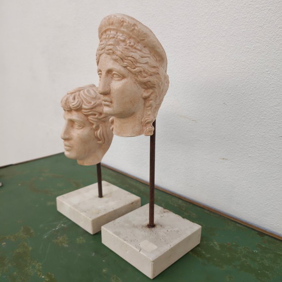 Image 1 of Portretkop, buste, beeld van Apollo en Juno. Gips SET PRIJS