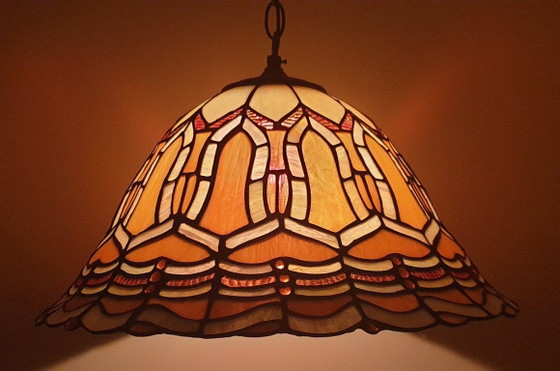 Grande lampada a sospensione in vetro colorato/Tiffany, Belgio – Massive, Lampade a sospensione, Glass (photo 13 of 35)
