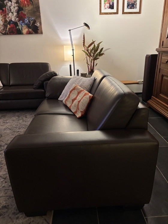 Image 1 of Mooi bruin lederen bankstel