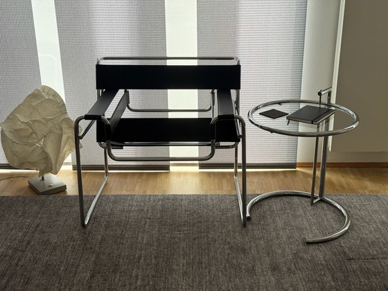 Eileen Gray Adjustable Table E1027 – Original ClassiCon – Knoll, Tables d'appoint, Chrome, Verre (photo 6 of 6)
