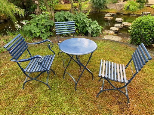 Blue Metal Folding Garden Set. – tuinsets
