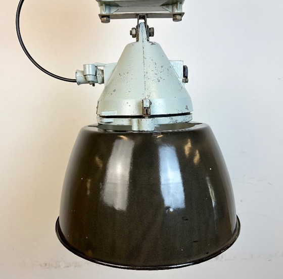Image 1 of Grey Cast Aluminium Explosion Proof Lamp with Enameled Shade, 1970s