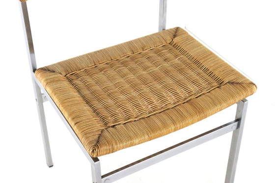 Set van 4 stoelen eetkamerstoelen metaal riet vintage – Chrome (photo 9 of 16)