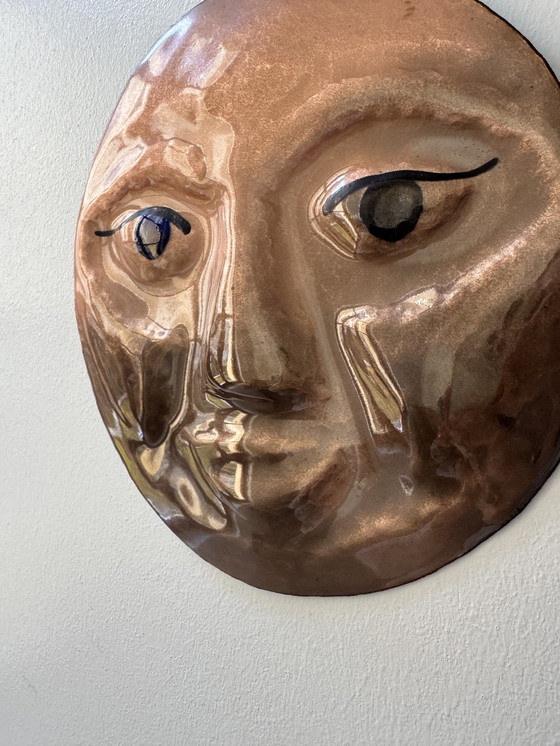 Image 1 of Repoussé and enameled brass sculpture from the 1960s