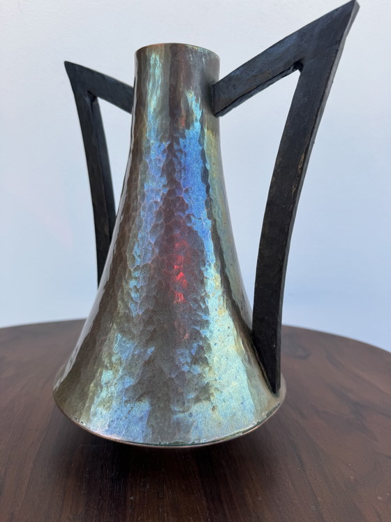 Art Nouveau Vase, Hammered and Flamed Copper (photo 12 of 12)