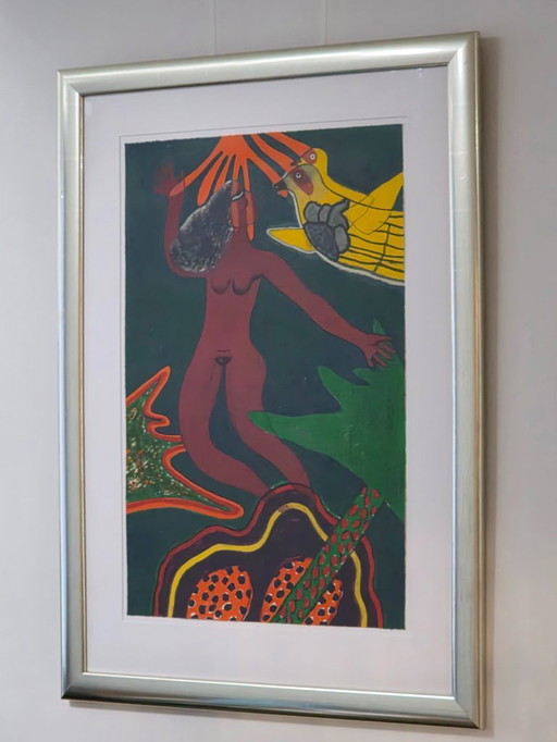 Corneille - Femme et oiseau des iles - E.A 1/10 - 1983 - Signé à la main