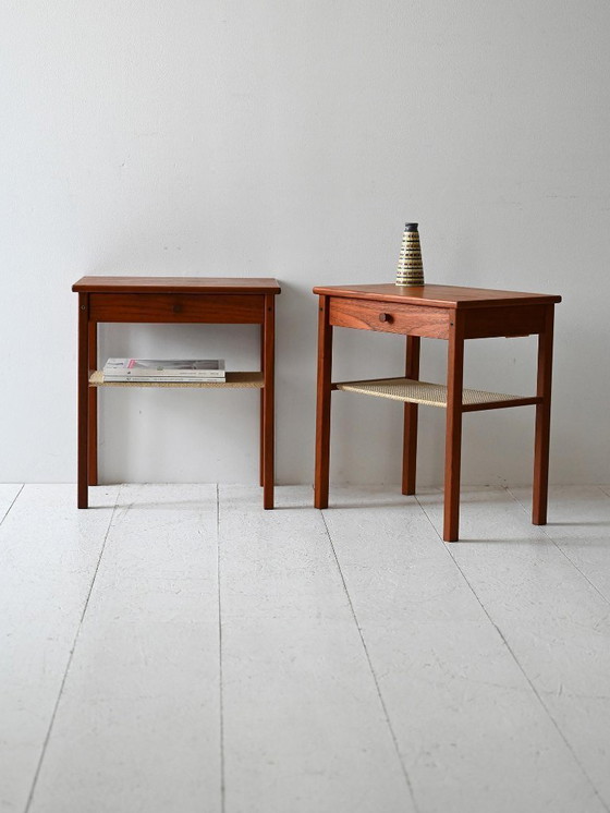 Image 1 of Coppia di comodini scandinavi in teak scuro del 1950