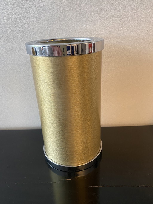 Vintage 80s Gold Cooler in Hollywood Regency Style