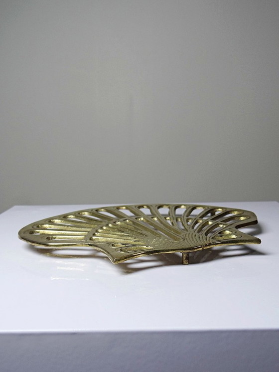 Image 1 of Dessous De Plat Vintage Style Art Nouveau, Coquillage, St Jacques Laiton Ajouré