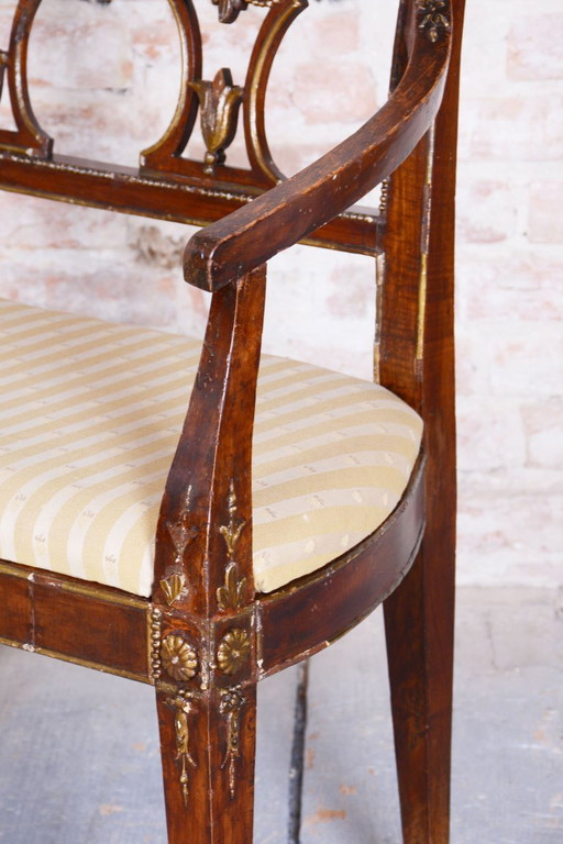 Restored Empire Sofa, Walnut, Spruce, Revived Polish, Austria, 1810s – banken, Textile, Wood (photo 2 of 18)