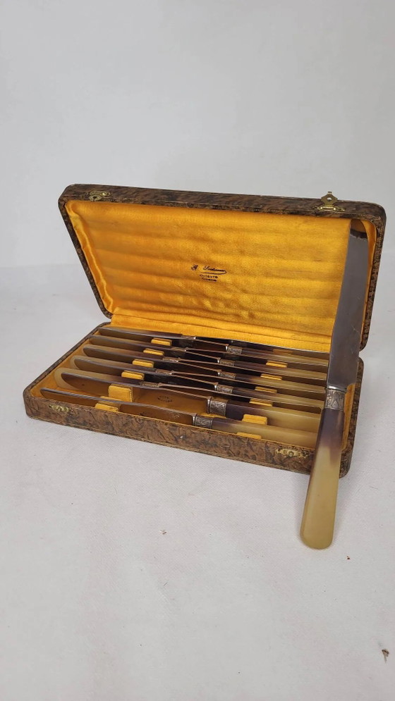 12 coltelli in bachelite con lama in acciaio – Set di posate, Art Deco (photo 9 of 9)