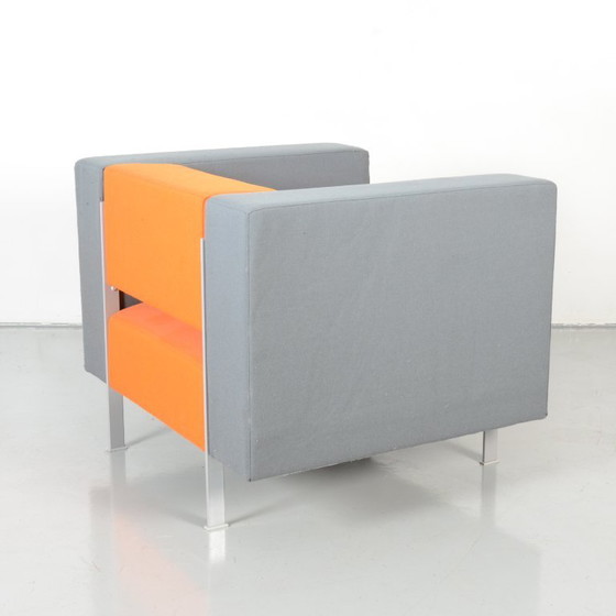 Kinnarps Pio 951W fauteuil, grijs / oranje – Metal, Textile (photo 4 of 6)