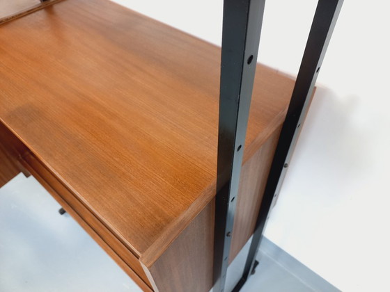 Image 1 of Vintage Italian double modular bookcase in teak and metal from the 1960s
