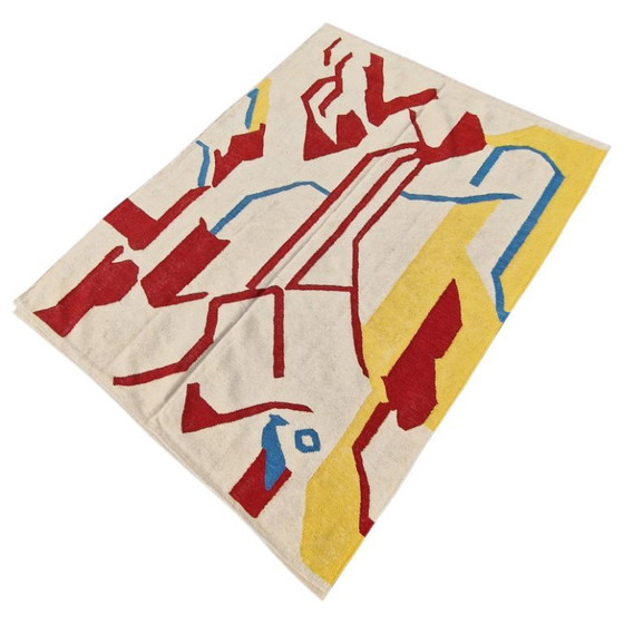 Willem De Kooning Privileged geïnspireerd handgeweven wollen wandtapijt | Textielkunst (98 × 68 inch) (photo 3 of 10)