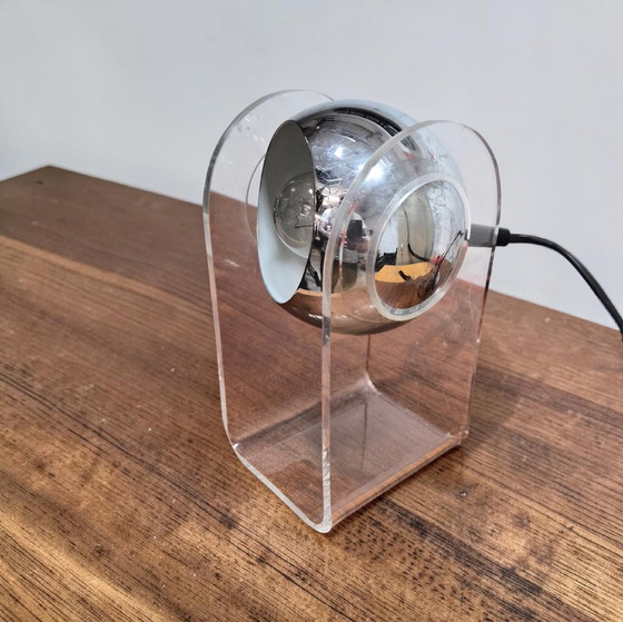 Vintage Space Age Chrome Acrylic Table Lamp Eyeball Gino Sarfatti – Ging Sarfatti (photo 7 of 10)