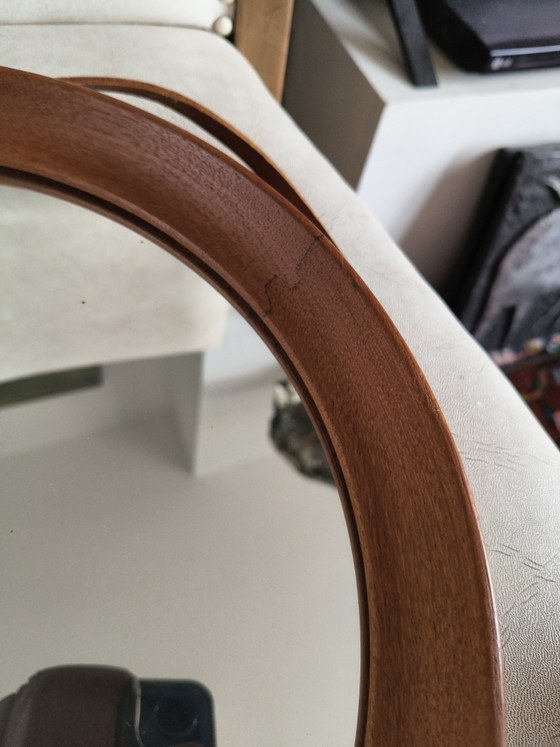 Image 1 of Vintage O.W. Hack Mirror – Teak & Leather – 1960s (Dutch Design) Description: