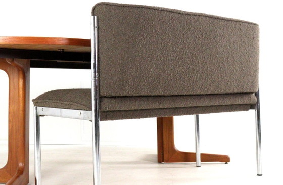 Image 1 of Vintage eetkamerbankje stoelen eetstoelen nieuw gestoffeerd