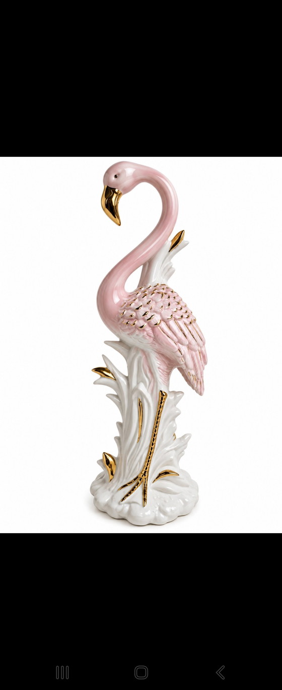 Flamant Rose XL en Porcelaine Italienne Vintage – Hollywood Regency – Sculptures, Ceramic (photo 8 of 8)