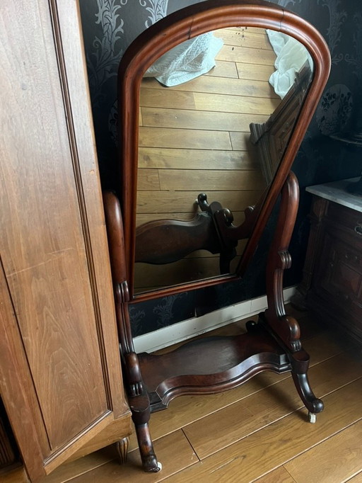 19th century mahogany full-length mirror