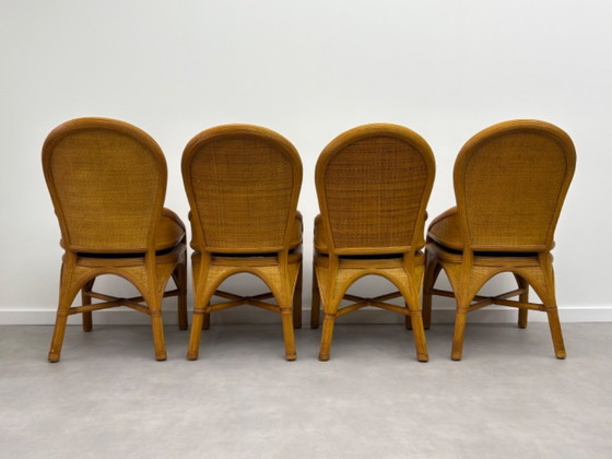 Image 1 of Vintage ( pencil reed ) eettafel met 4 bijpassende stoelen