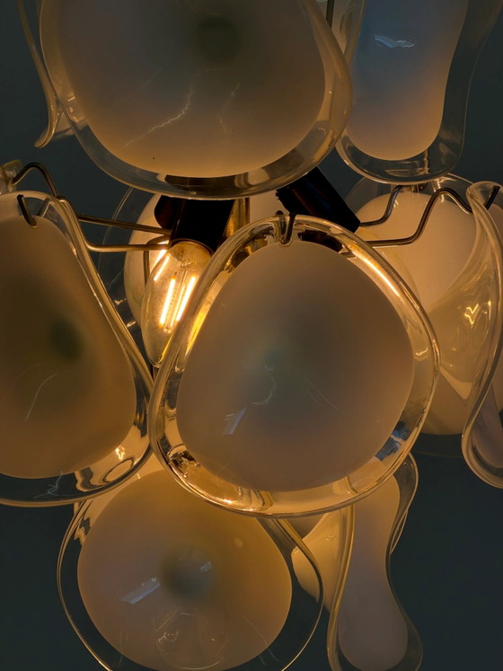 Gino Vistosi Murano Glass Chandelier with Glass Discs – Reading Lamp, Metal, Chrome, Italian Design (photo 3 of 13)