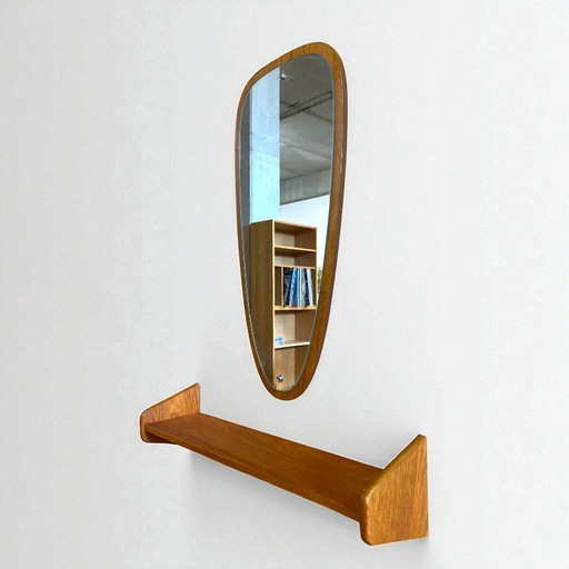 Vintage mirror with matching wall shelf