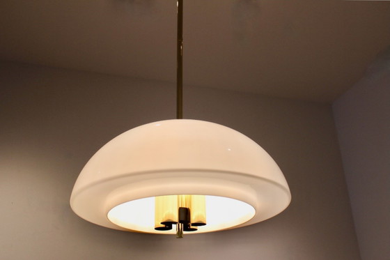 Glashütte Limburg Mushroom Pendant Light in Opal Glass and Brass, Pendant lamps (photo 10 of 13)