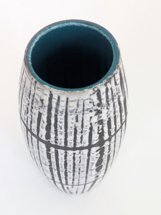 Image 1 of Scheurich Keramik Bambus Europ Linie West-Duitsland Zwart Wit Lava Glazuur Vaas